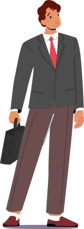 Smiling Confident Businessman with Briefcase in Hand Illustration