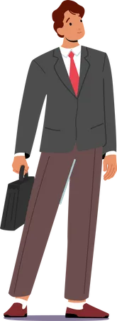 Smiling Confident Businessman with Briefcase in Hand  Illustration