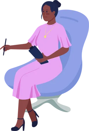 Smiling counselor sitting in armchair Illustration