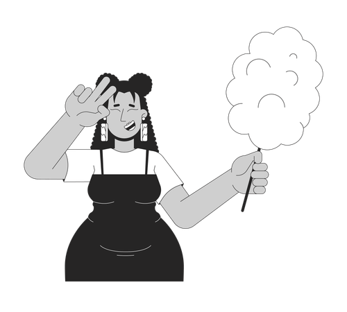 Smiling curvy latina woman with candy floss  Illustration