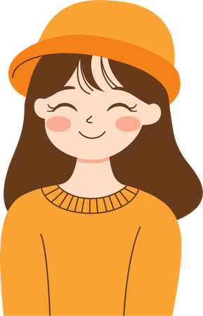 Smiling Cute Girl Wearing Hat and Warm Clothes  Illustration