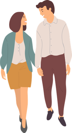 Smiling Dating Couple Together  Illustration