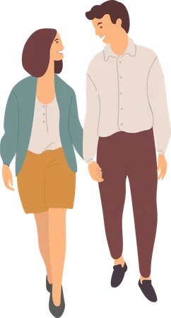 Smiling Dating Couple Together  Illustration