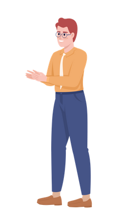 Smiling employee clapping hands Illustration