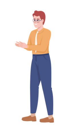 Smiling employee clapping hands  Illustration