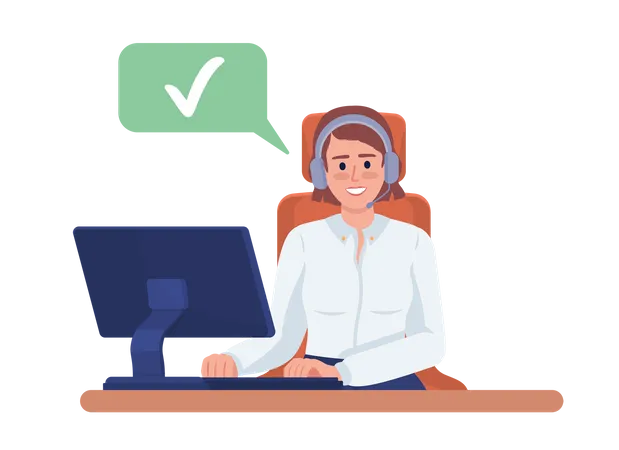 Smiling female call center assistant  Illustration