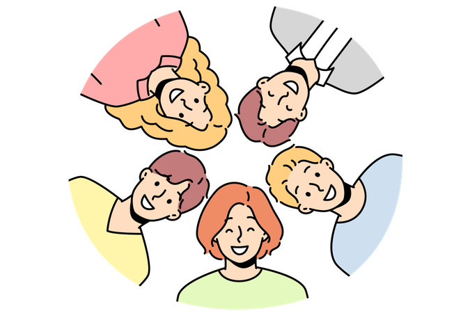 Smiling friends posing together  Illustration