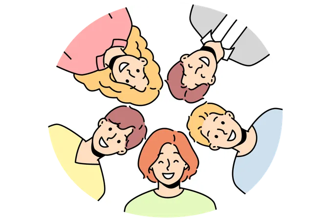 Smiling friends posing together  Illustration