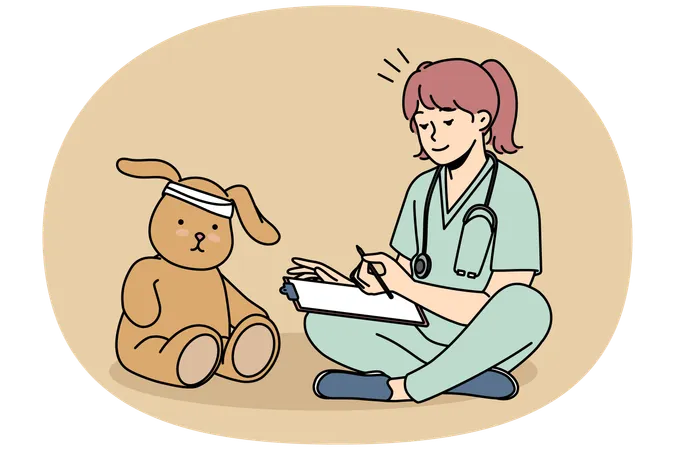 笑顔の女の子のかわいいぬいぐるみ  イラスト