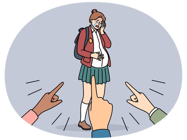 笑顔の女の子が携帯電話で自撮りをする  イラスト