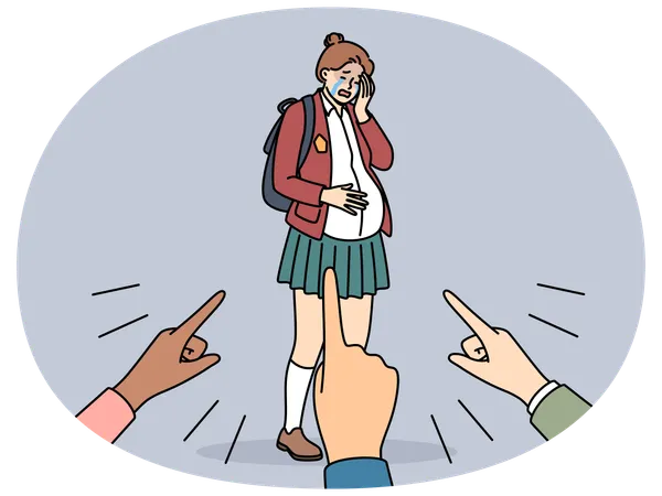 笑顔の女の子が携帯電話で自撮りをする  イラスト