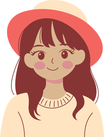 Smiling Girl Wearing Hat and Warm Clothes  Illustration