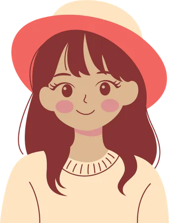 Smiling Girl Wearing Hat and Warm Clothes  Illustration