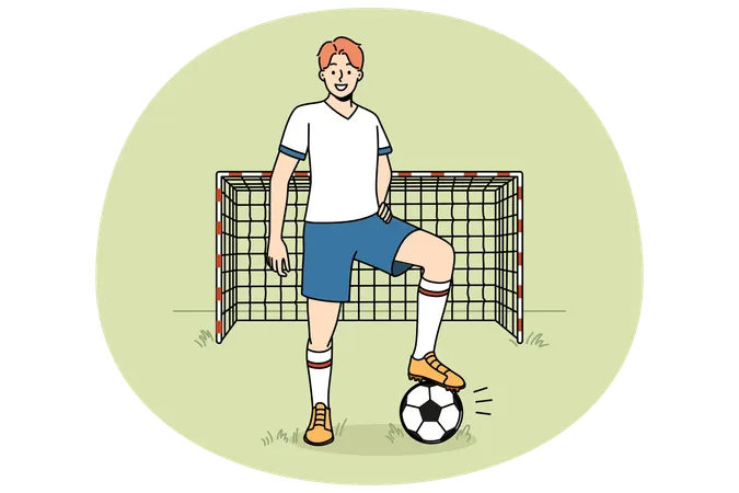 Smiling goalkeeper in uniform standing on field  Illustration