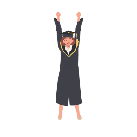 Education Graduation And People Concept Smiling Graduating Student In Cap And Gown Celebrating Success In Education Illustration