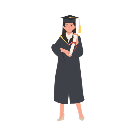 Smiling Graduating Student in Cap and Gown  Illustration