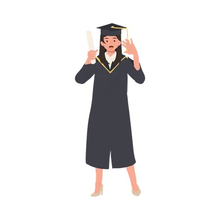 Smiling Graduating Student in Cap and Gown  Illustration
