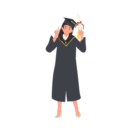 Smiling Graduating Student in Cap and Gown  Illustration