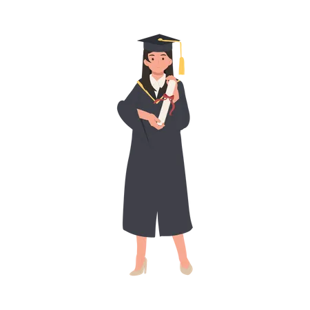 Smiling Graduating Student in Cap and Gown  Illustration