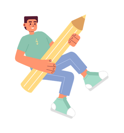 Smiling graphic designer artist with pencil  Illustration