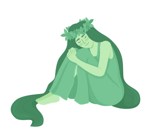 Smiling green goddess  Illustration