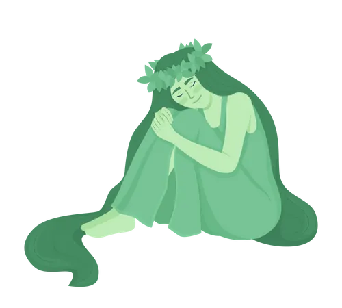 Smiling green goddess  Illustration