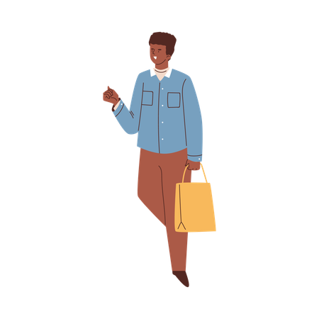 Smiling guy carrying shopping bag  Illustration