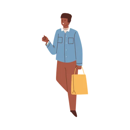 Smiling guy carrying shopping bag  Illustration