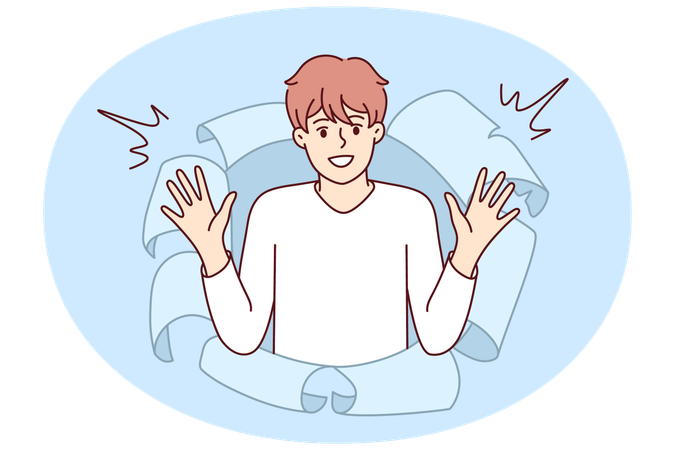 Smiling guy look from paper hole  Illustration
