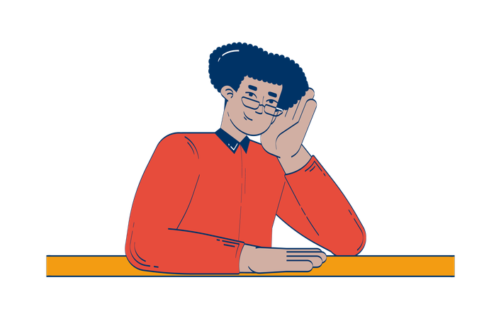 Smiling hispanic man resting on hand in business casual  Illustration