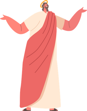 Smiling Jesus Christ With Joyful Expression  Illustration