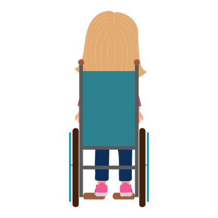 Smiling Kid Girl in Wheelchair  Illustration