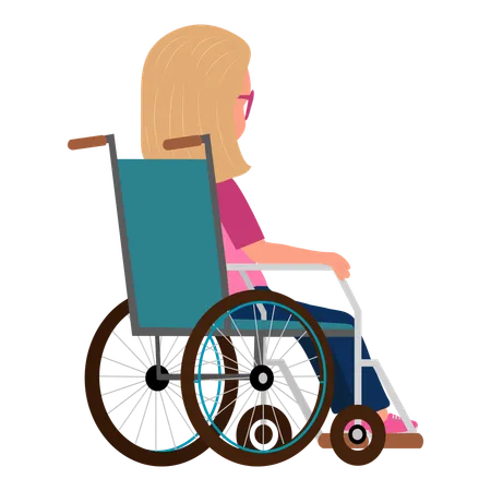 Smiling Kid Girl in Wheelchair  Illustration