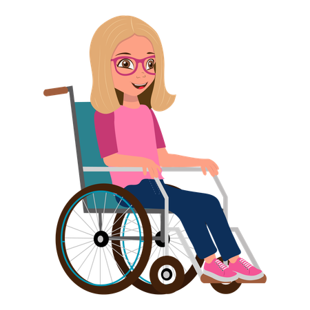 Smiling Kid Girl in Wheelchair  Illustration