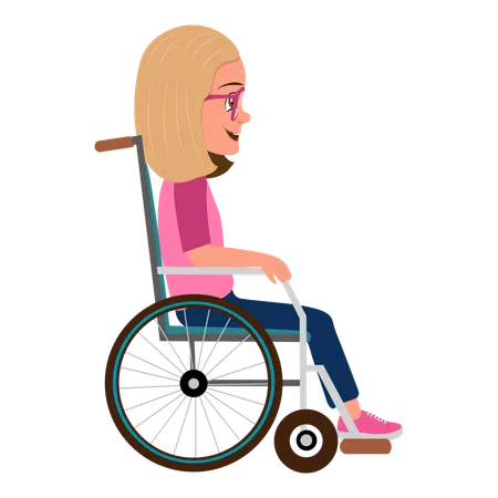 Smiling Kid Girl in Wheelchair  Illustration