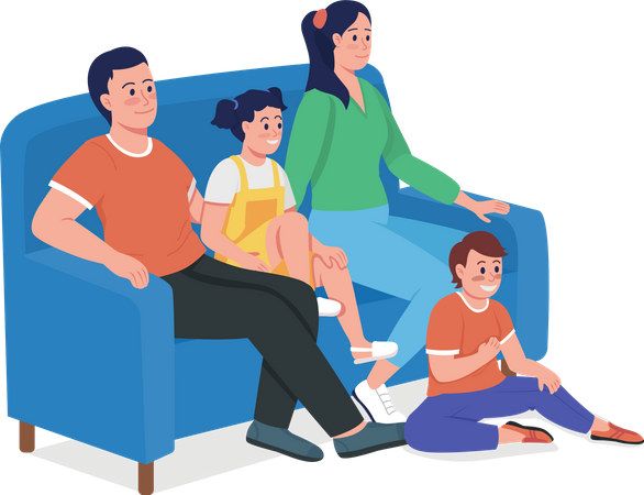 Smiling kids spending time with parents Illustration