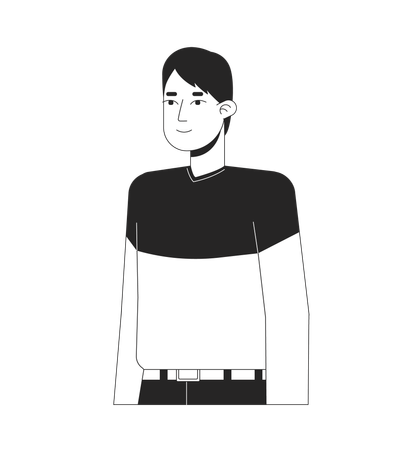 Smiling korean man in casual clothes  Illustration