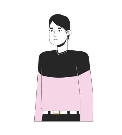 Smiling korean man in casual clothes  Illustration