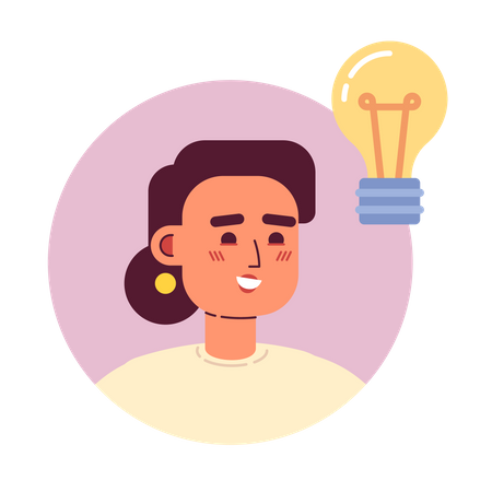 Smiling lady with light bulb  Illustration