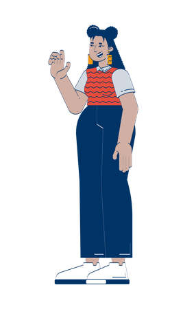 Smiling latin american female employee waving  Illustration