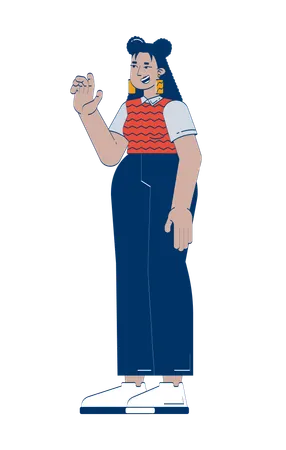 Smiling latin american female employee waving  Illustration