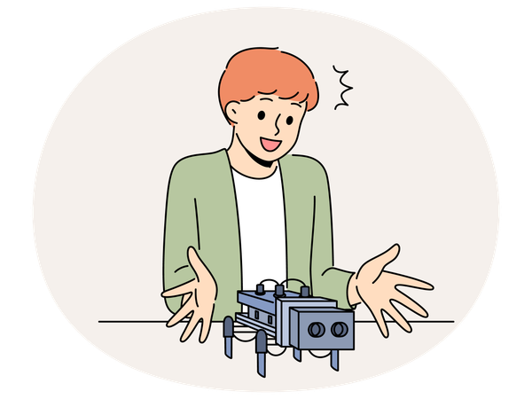 Smiling little boy design robot  Illustration