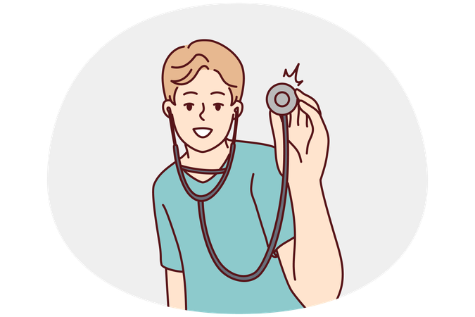 Smiling male doctor with stethoscope  Illustration