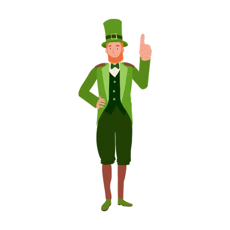 St Patricks Day Celebration Smiling Man In Leprechaun Costume Doing Thumb Up Illustration
