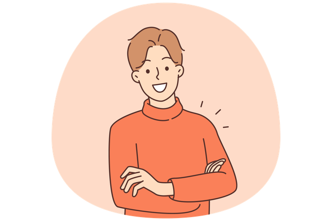 Smiling man feeling optimistic and joyful  Illustration