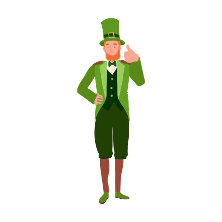 Smiling Man in Leprechaun Costume doing thumb up  Illustration