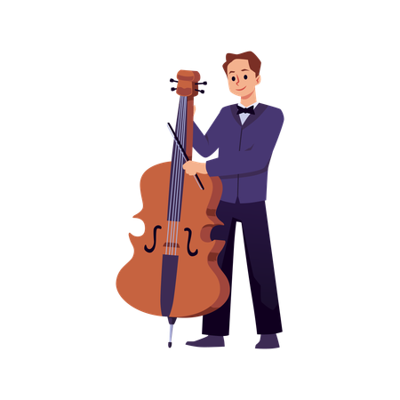 Smiling man in suit plays cello  Illustration