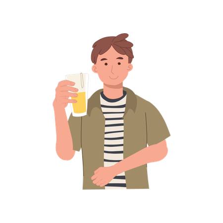 Smiling Man Raising Beer Toast in Celebration  Illustration