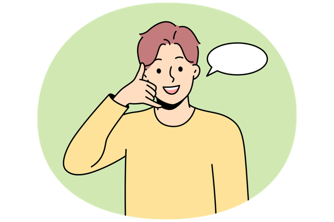 Smiling man show call me gesture  Illustration