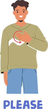 Smiling Man Showing Please In Sign Language  Illustration